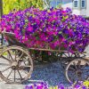 Purple Flowers In A Wagon Paint By Numbers