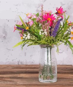 Flowers In Milk Bottle Paint By Number