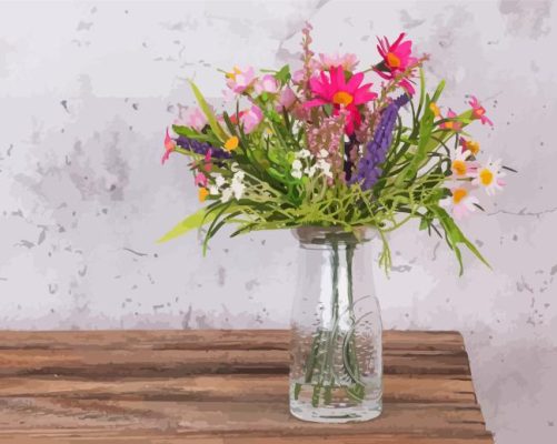 Flowers In Milk Bottle Paint By Number