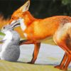 Fox Playing With A Rabbit Paint By Number