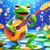 Frog Singing And Playing Guitar Paint By Number