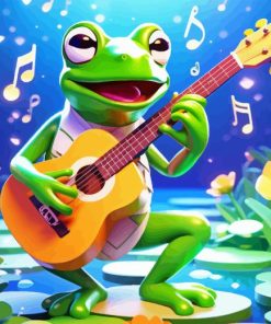 Frog Singing And Playing Guitar Paint By Number