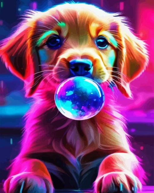 Golden Retriever With Ball Paint By Numbers