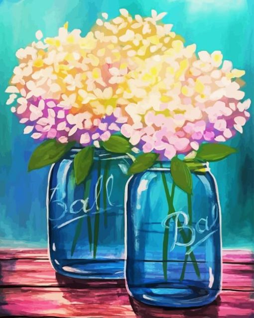 Hydrangea Bouquet In A Jar Paint By Number