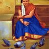 Indian Woman And Pigeon Paint By Numbers