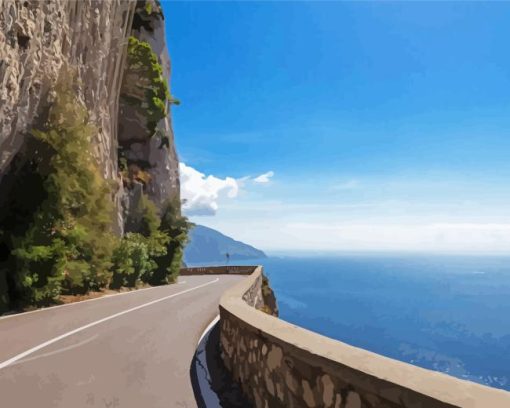 Italy Road With Seascape Paint By Numbers