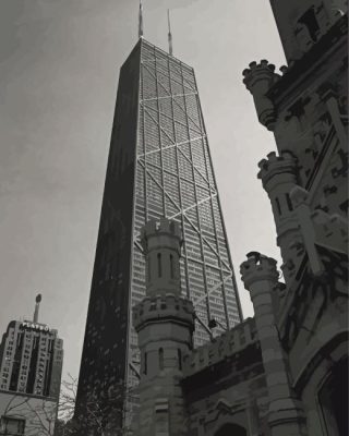 Black And White John Hancock Center Paint By Number