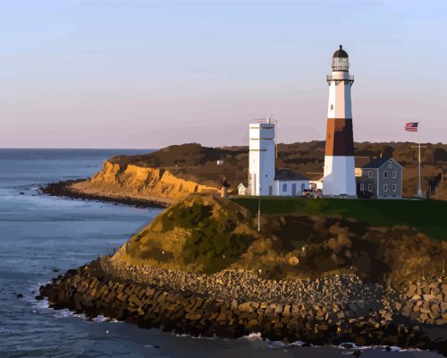 Lighthouse Point Of Montauk Paint By Number