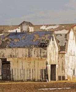 Old White Rustic Barn Paint By Number