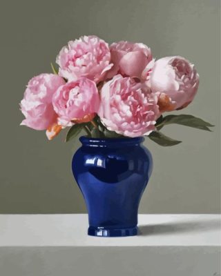 Peonies In Blue Vase Paint By Number