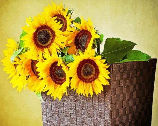 Sunflowers In A Basket Paint By Number