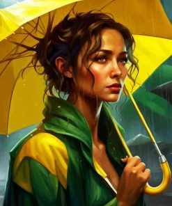 Lady With Yellow Umbrella Paint By Numbers