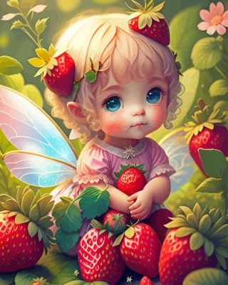 Little Fairy And Strawberries Paint By Numbers