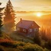 Log Cabin Sunset Paint By Number