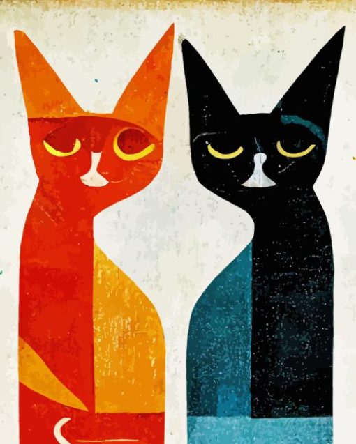 Mid Century Cats Paint By Numbers
