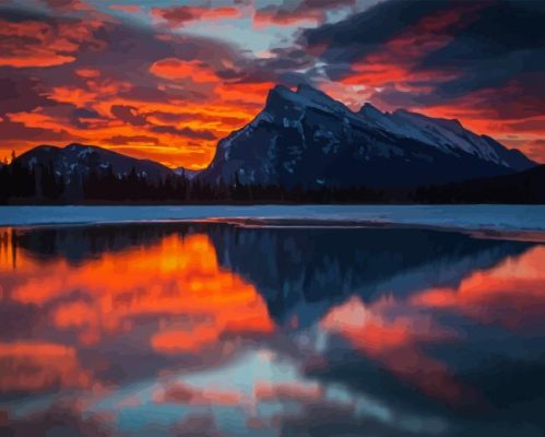 Mount Rundle At Sunset Paint By Numbers