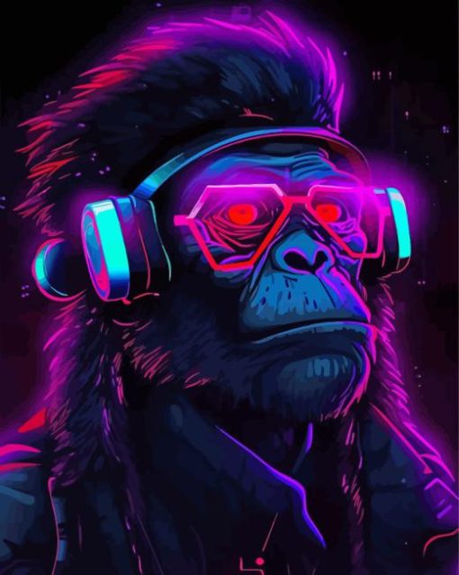Neon Chimpanzee Paint By Number