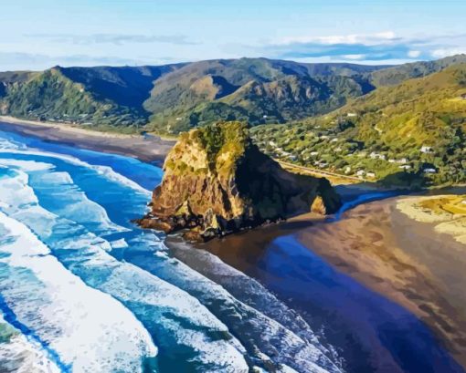 New Zealand Piha Sea Paint By Number