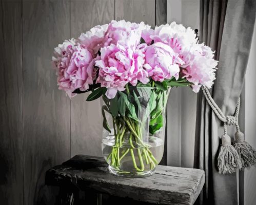 Peonies In Vase Paint By Number