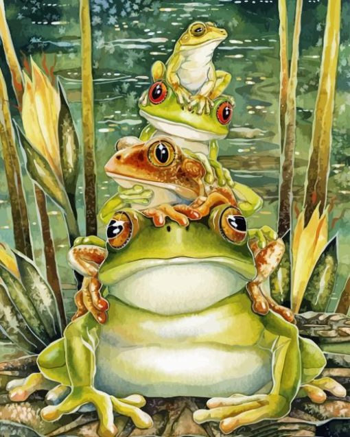 Pile Up Frogs Paint By Numbers