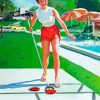 Pin Up Playing Shuffleboard Paint By Number