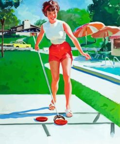 Pin Up Playing Shuffleboard Paint By Number