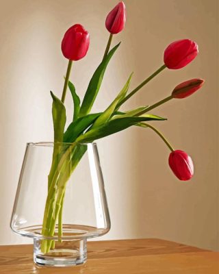 Pink Tulips In Vase Paint By Number