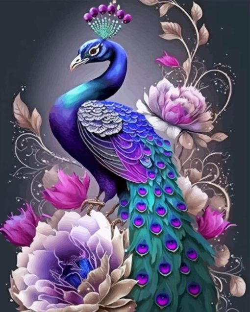 Purple Peacock Paint By Number