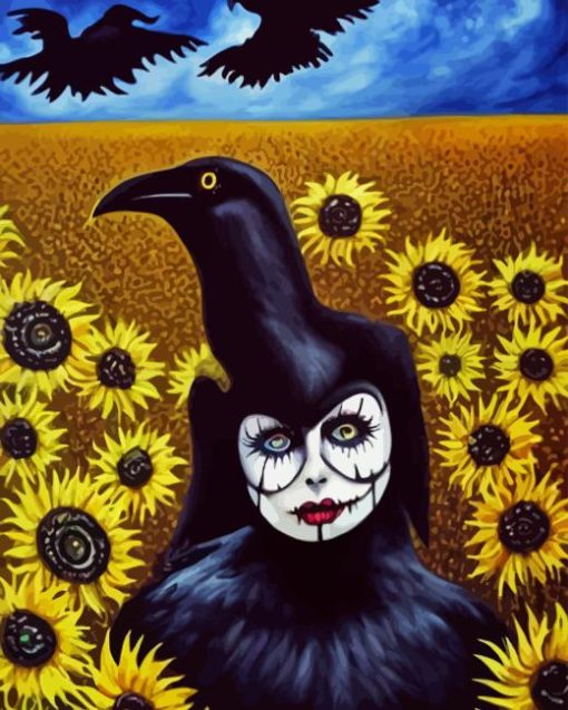 Raven Sunflower Paint By Numbers