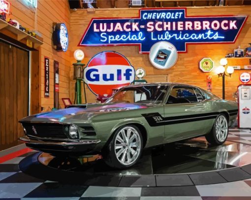 Retro 1970 Ford Mustang Paint By Numbers