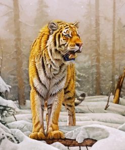 Siberian Tiger In Snow Paint By Numbers