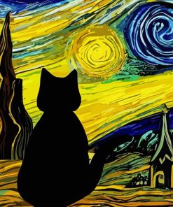 Starry Night Cat Paint By Number