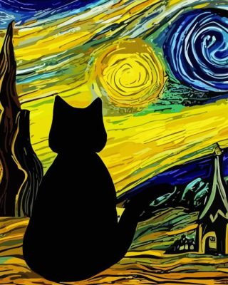 Starry Night Cat Paint By Number