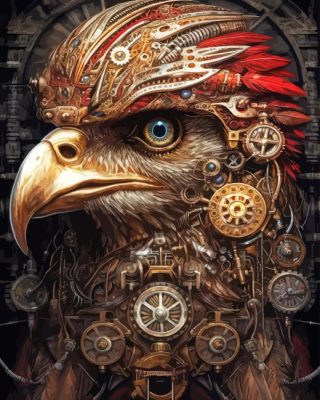 Steampunk Eagle Head Paint By Numbers