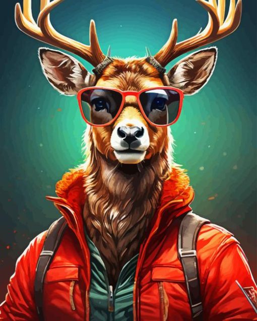 Stylish Deer Wearing Clothes Paint By Numbers
