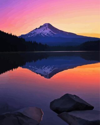 Trillium Lake At Sunset Paint By Numbers