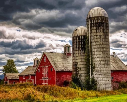 Vermont Barns With Silo Paint By Number