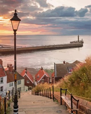 Whitby Abbey Steps At Sunset Paint By Numbers