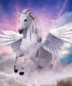 White Flying Horse Paint By Numbers