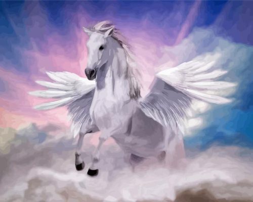 White Flying Horse Paint By Numbers