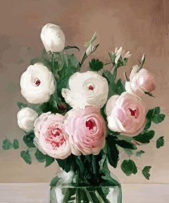 White Peonies And Ranunculus Paint By Numbers