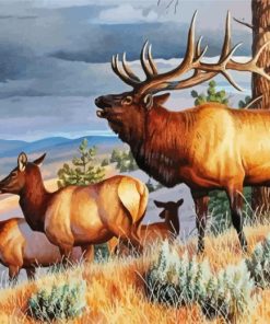 Wild Elk Herd Animals Paint By Numbers