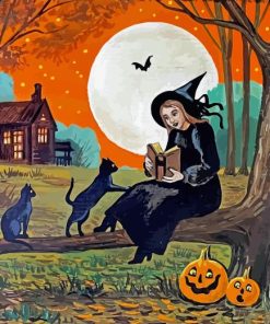 Witch And Cat Paint By Number
