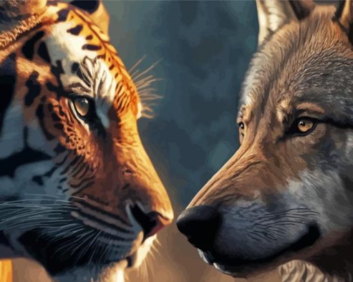 Wolf And Tiger Animals Paint By Number