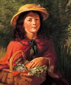 Young Girl With Basket Of Flowers Paint By Number