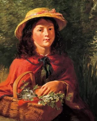 Young Girl With Basket Of Flowers Paint By Number