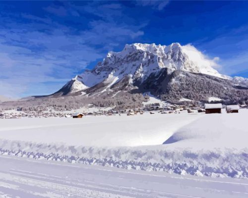 Zugspitze Snowy Mountain Paint By Numbers