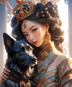 Korean Princess And Dog Paint By Numbers