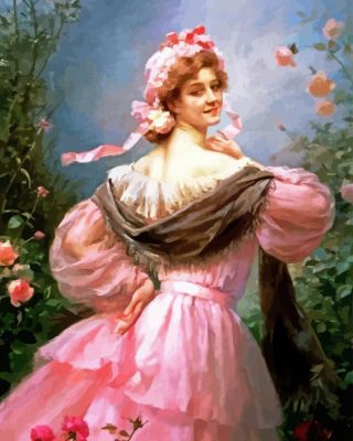 Lady In Pink Dress Paint By Number