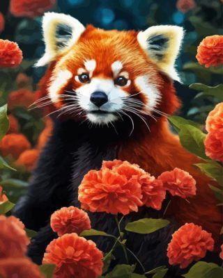 Panda With Flowers Paint By Number